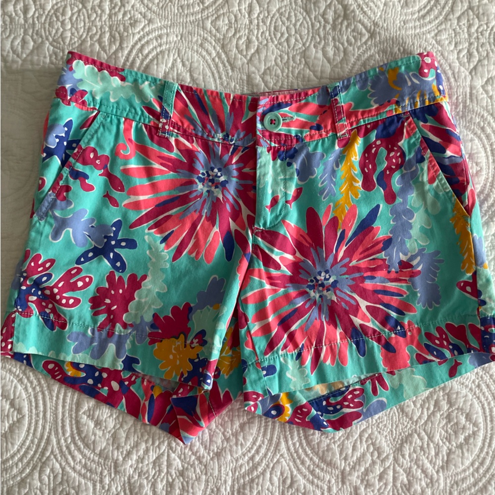 Lilly Pulitzer Green and Pink Tropical Shorts